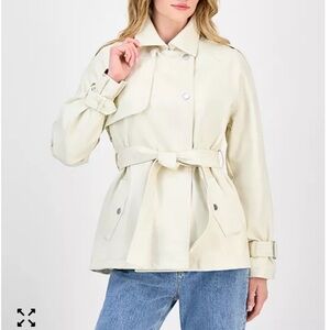 Guess PU Cream Belted Trench Coat